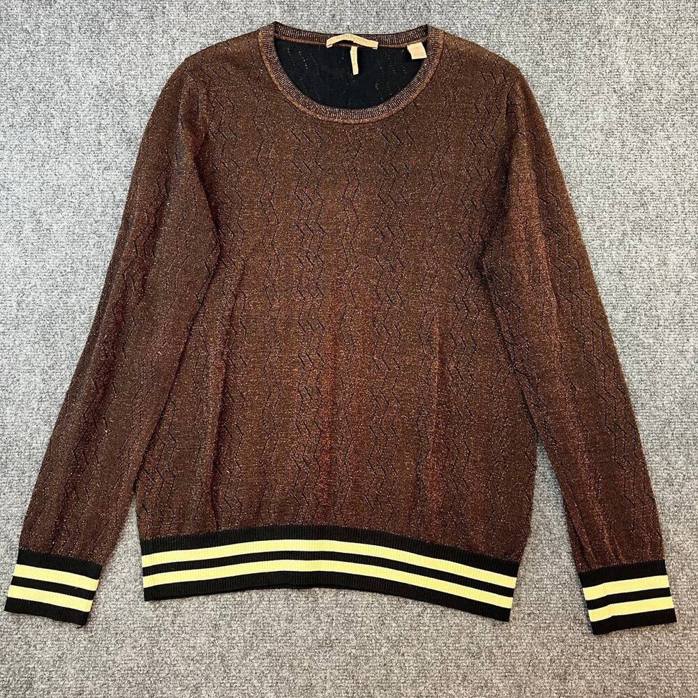 Scotch & Soda Maison Scotch Metallic Knit Sweater Brown Long Sleeve Size L
